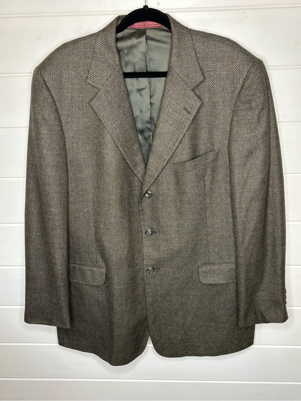 Nordstrom Men’s 44L Silk Wool Blend Blazer Brown Gray Textured Sport Coat
